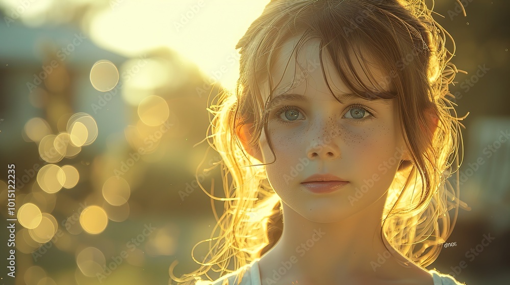 Portrait of a Young Girl with Golden Hair and Freckles Portrait of a Young Girl with Golden Hair and Freckles