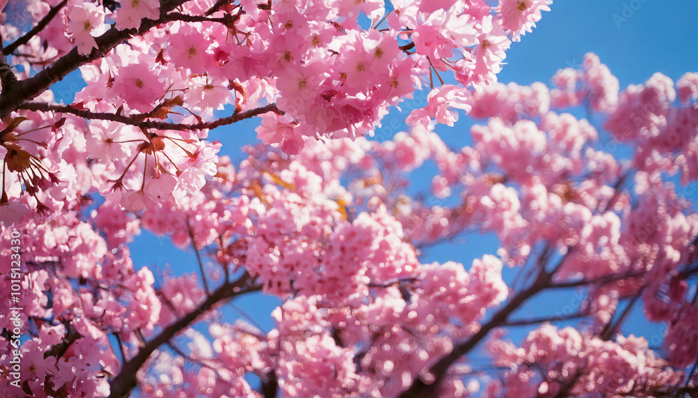 Beautiful and cute pink Kawazu Zakura (cherry blossom) against blue sky, wallpaper background. Tokyo, Japan Beautiful and cute pink Kawazu Zakura (cherry blossom) against blue sky, wallpaper background. Tokyo, Japan