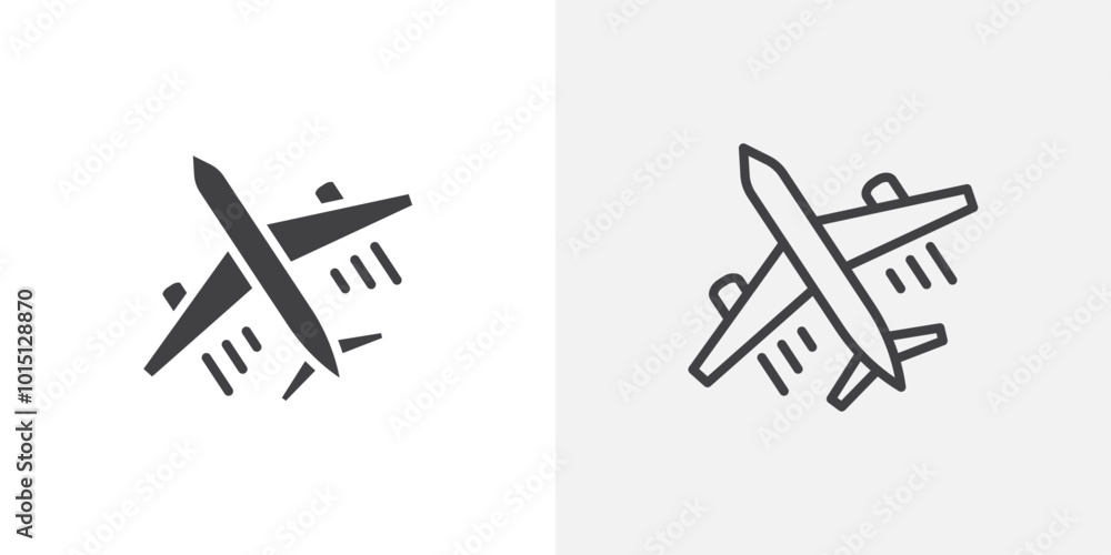 Airplane icon vector icon set in black and white color. Airplane icon vector icon set in black and white color.