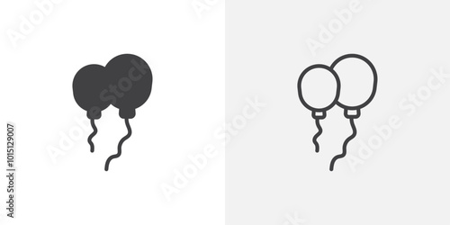 Balloons icon vector icon set in black and white color.