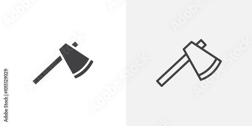 Axe icon vector icon set in black and white color.