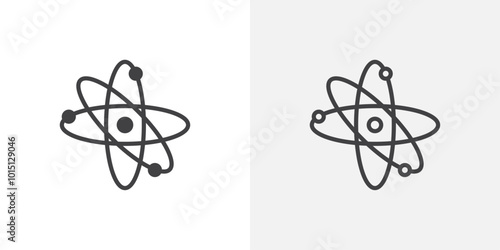 Atom icon vector icon set in black and white color.