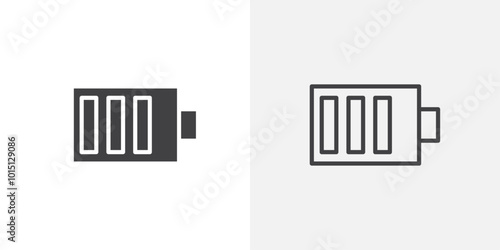 Battery icon vector icon set in black and white color.