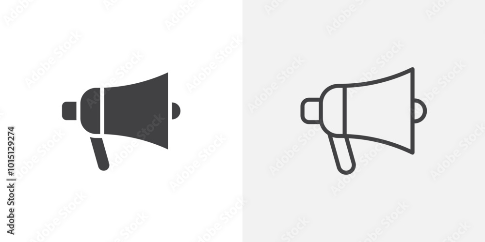 Bullhorn icon vector icon set in black and white color. Bullhorn icon vector icon set in black and white color.