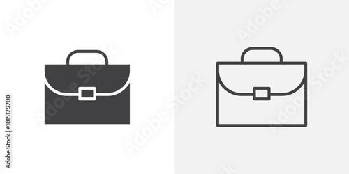 Briefcase icon vector icon set in black and white color.