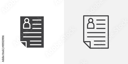 CV icon vector icon set in black and white color.