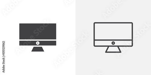 Desktop icon vector icon set in black and white color.