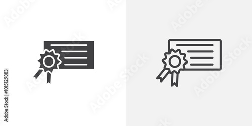 Diploma icon vector icon set in black and white color.