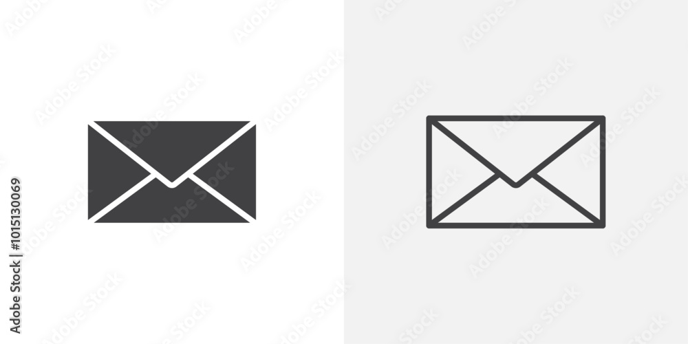 Email button icon vector icon set in black and white color. Email button icon vector icon set in black and white color.