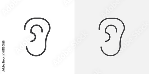 Ear icon vector icon set in black and white color.