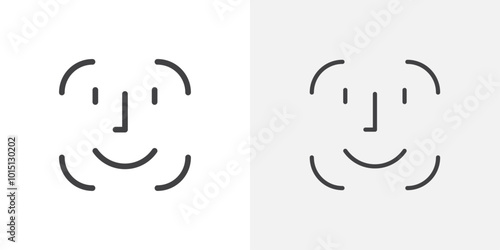 Face id icon vector icon set in black and white color.