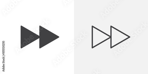 Fast forward icon vector icon set in black and white color.