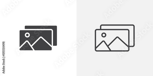 Gallery icon vector icon set in black and white color.