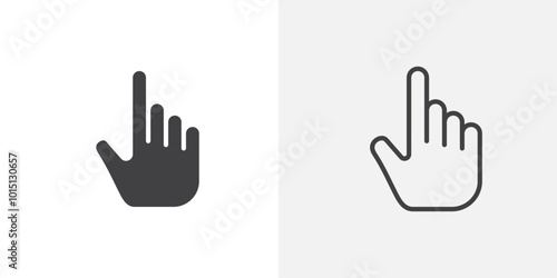 Hand pointer icon vector icon set in black and white color.