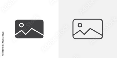 Image icon vector icon set in black and white color.