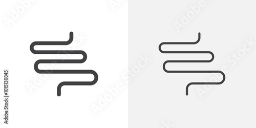 Intestine icon vector icon set in black and white color.