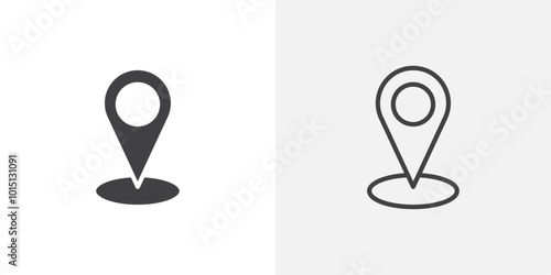 Location pin icon vector icon set in black and white color.