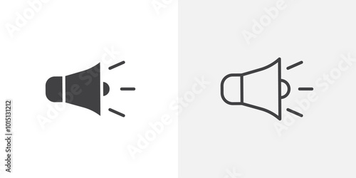 Megaphone icon vector icon set in black and white color.