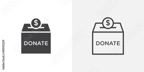 Money donation icon vector icon set in black and white color. photo