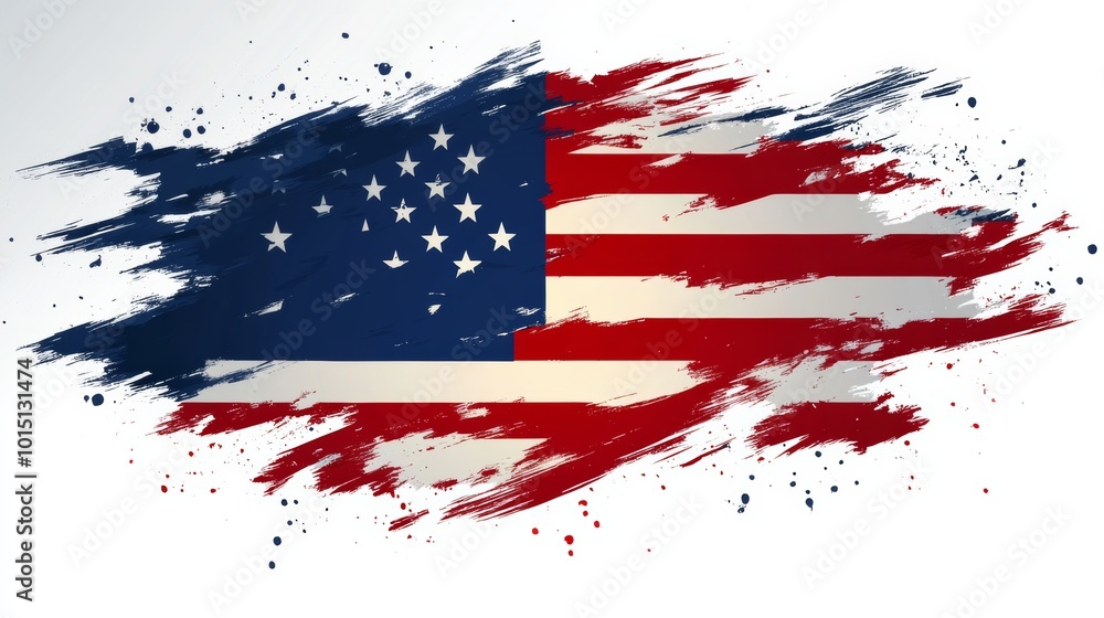 Stylized American Flag Splash Art with Clean Sharp Lines and Modern Design Stylized American Flag Splash Art with Clean Sharp Lines and Modern Design