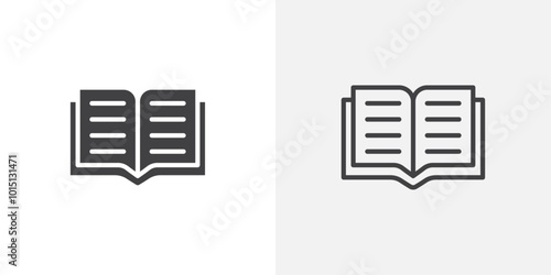 Open Book icon vector icon set in black and white color.