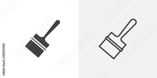 Paint brush icon vector icon set in black and white color. photo