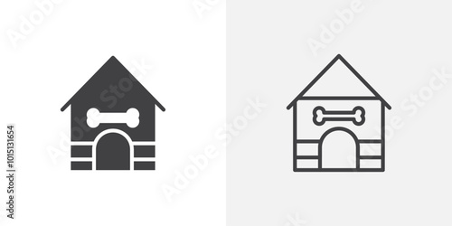 Pet house icon vector icon set in black and white color.