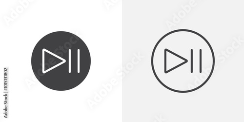 Play pause icon vector icon set in black and white color.