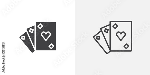 Playing cards icon vector icon set in black and white color.