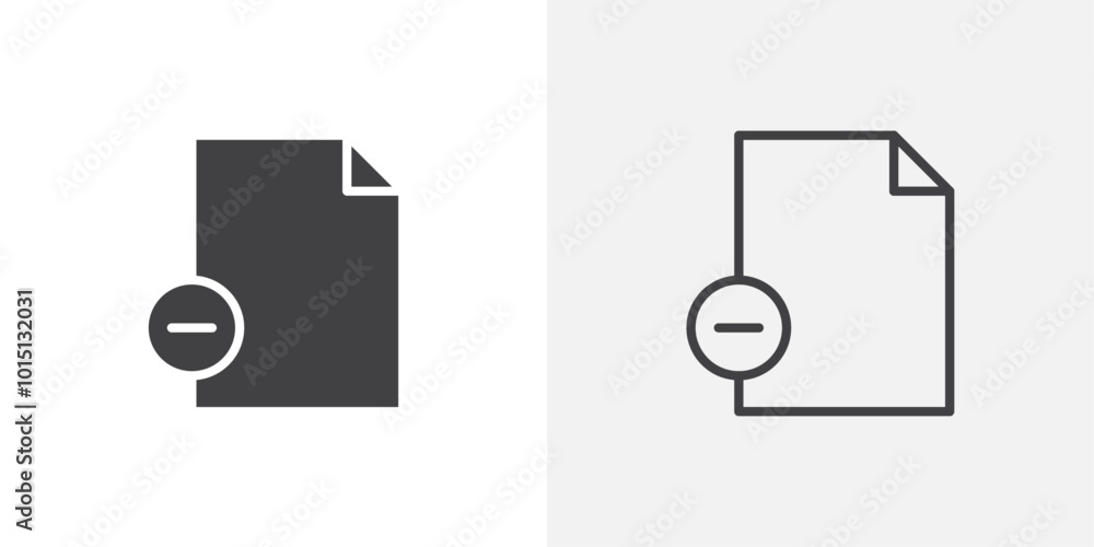 Remove file icon vector icon set in black and white color.