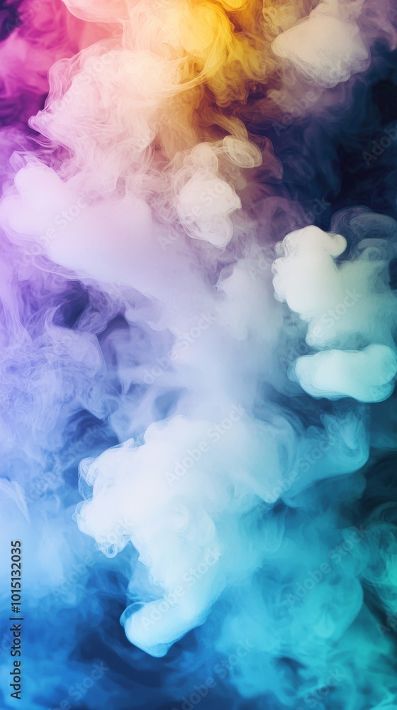 Naklejka premium Abstract colorful smoke background with blue, green, and purple hues.