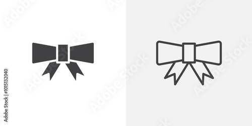 Ribbon icon vector icon set in black and white color.