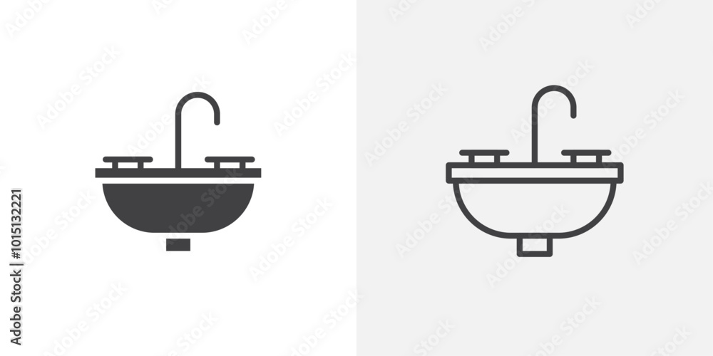 Sink icon vector icon set in black and white color. Sink icon vector icon set in black and white color.