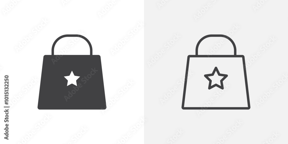 Shopping bag icon vector icon set in black and white color. Shopping bag icon vector icon set in black and white color.