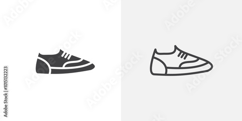 Shoes icon vector icon set in black and white color.