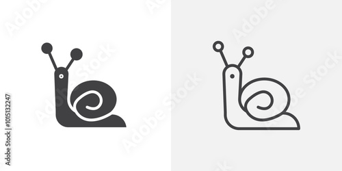 Snail icon vector icon set in black and white color.