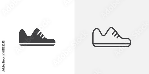 Shoes icon vector icon set in black and white color.