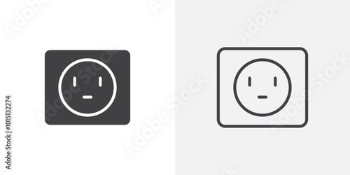 Socket icon vector icon set in black and white color.