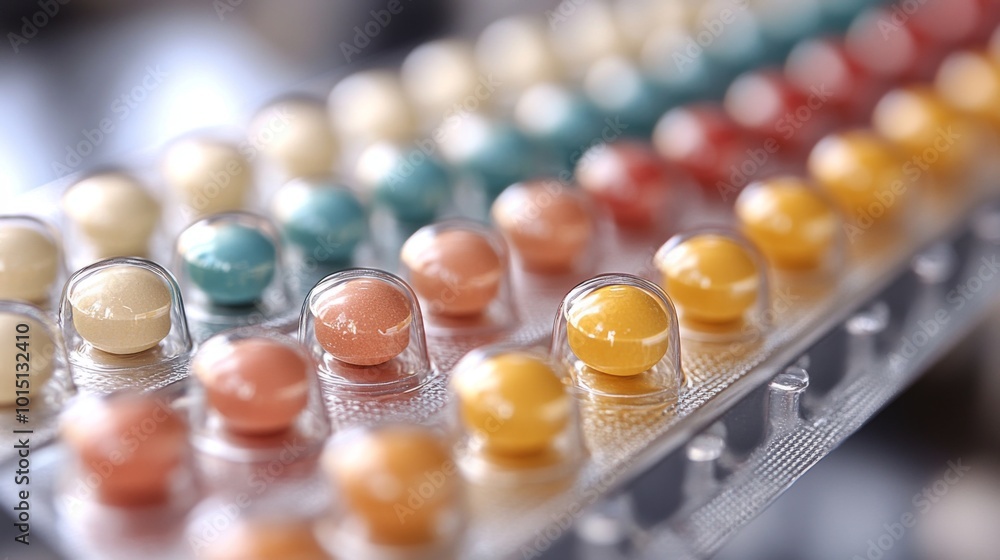 Close-up of a Colorful Pill Pack Close-up of a Colorful Pill Pack