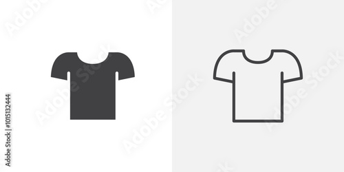 T shirt icon vector icon set in black and white color.