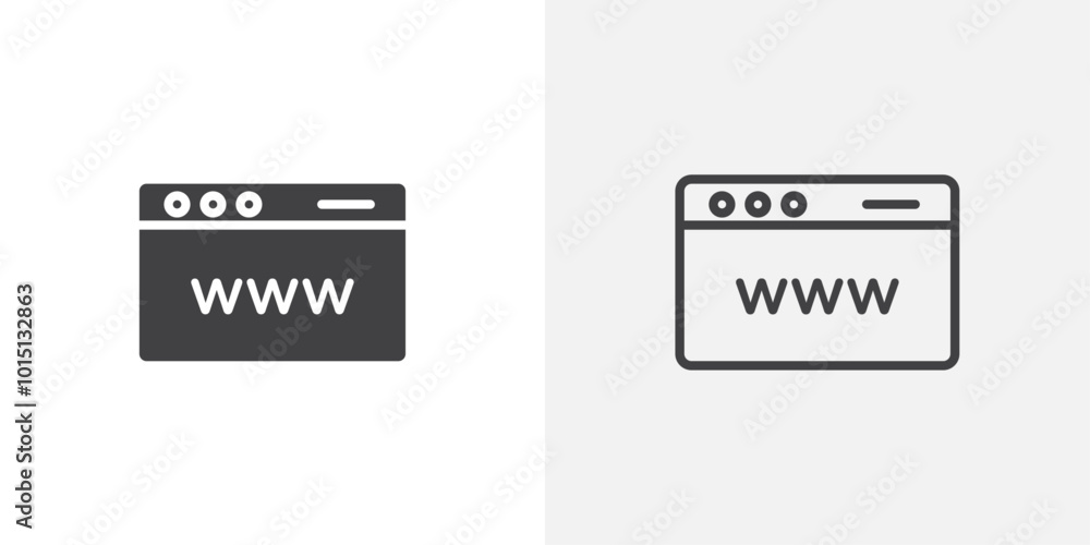 Web page icon vector icon set in black and white color. Web page icon vector icon set in black and white color.