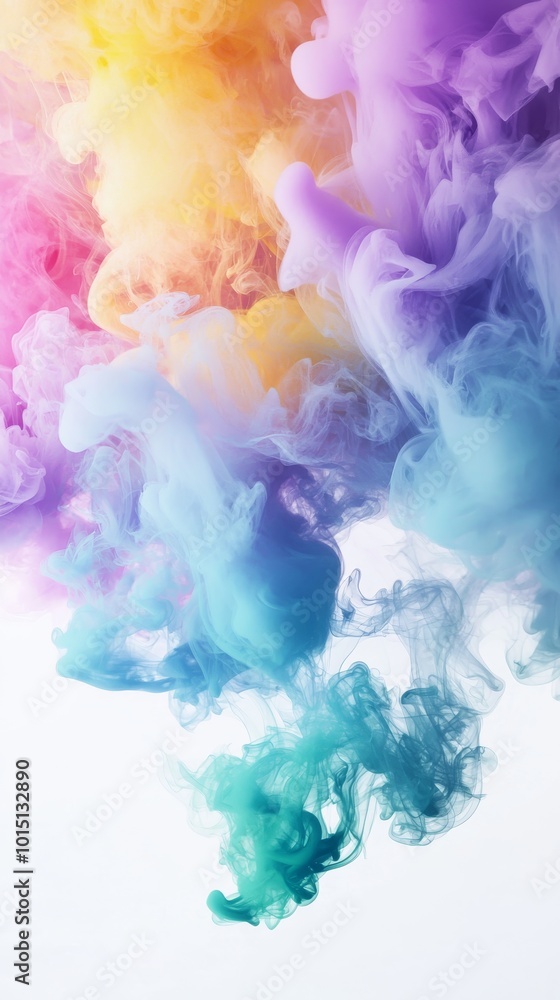 Abstract swirling colors of blue, yellow, purple, and green paint create a vibrant and ethereal image. Abstract swirling colors of blue, yellow, purple, and green paint create a vibrant and ethereal image.