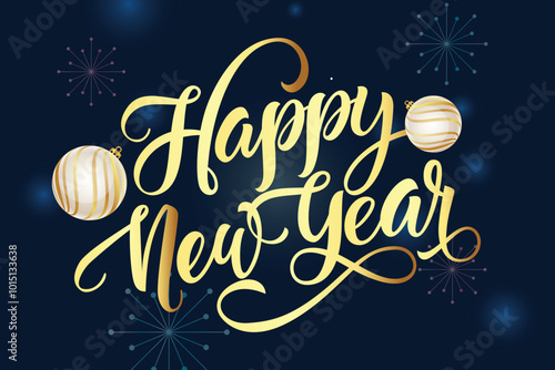 Happy New Year. Lettering text for Happy New Year