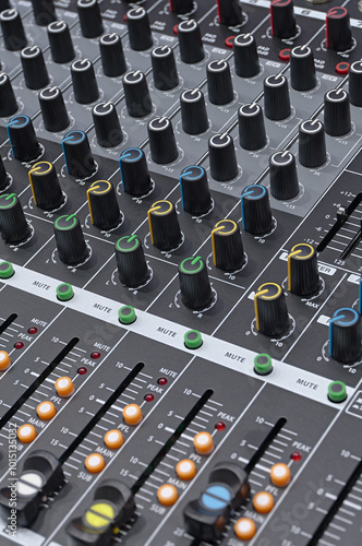 Obraz na płótnie Sound engineer's console, music studio equipment