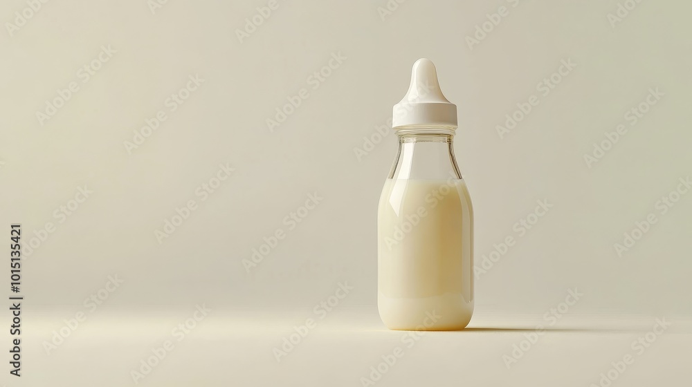 Simple Milk Bottle Against Neutral Background Simple Milk Bottle Against Neutral Background