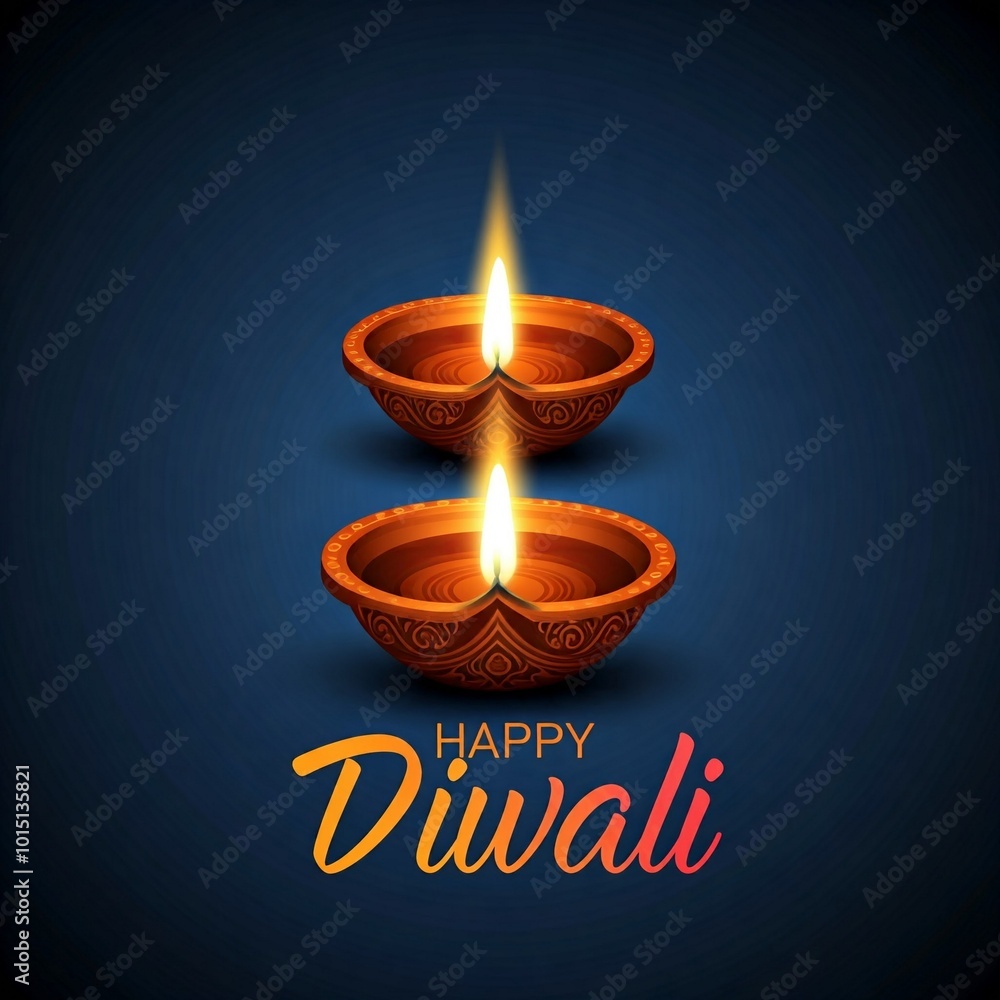 Fototapeta premium happy diwali festival celebration with bright and colorful diya lamp background banner illustrations