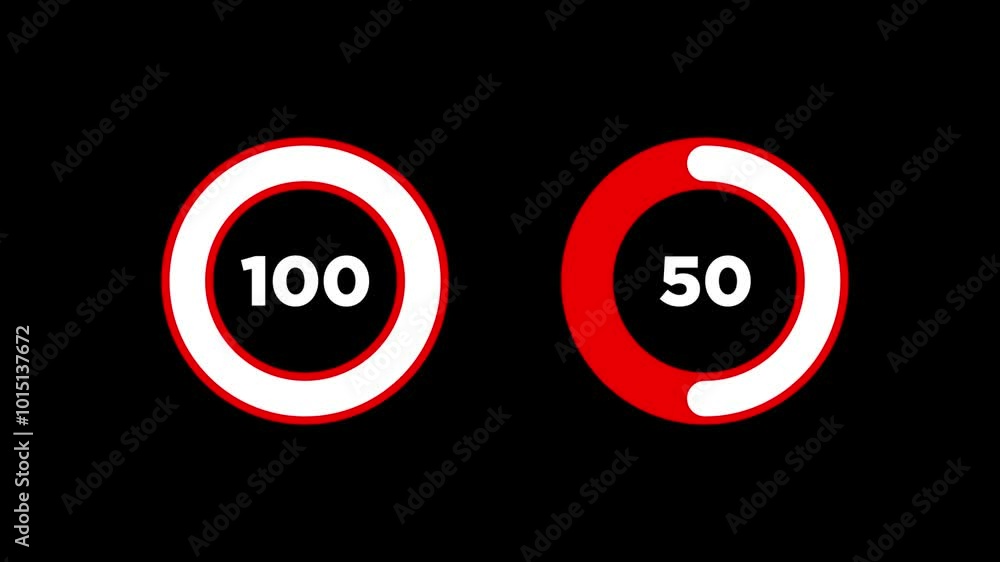 White Infographic circle Animation with numbers And Statistics, increase, growth, rise animation on black background