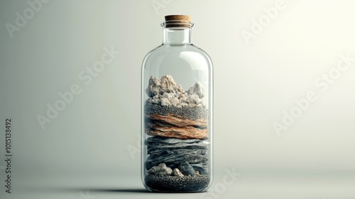 Glass Bottle Filled With Natural Elements and Textures
