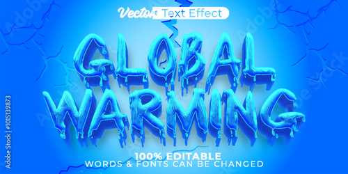 Global Warming Vector Text Effect Editable Alphabet Ecology Environment