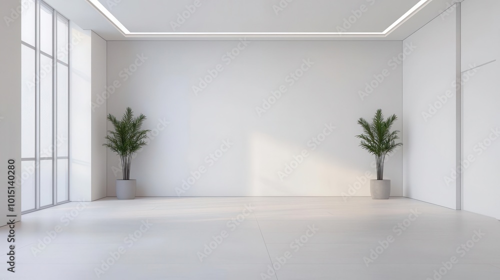 Compact minimalist fitness room with recessed storage, white walls, and floor-mounted lighting, fitness room, compact, floor lighting Compact minimalist fitness room with recessed storage, white walls, and floor-mounted lighting, fitness room, compact, floor lighting